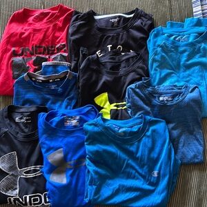Nine boys tees.  Long and short sleeves.  Size large 10-12.